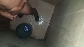 Man Gets Cocked and Balls in Single Chamber Bath
