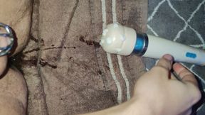 Analslave double dildo and magic wand anal insertion