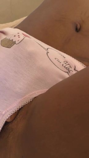 Ebony in panties creampied by white cock