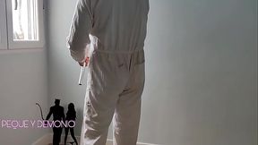 I give the painter a blowjob while my husband is out of the house. He'_s a cuckold.