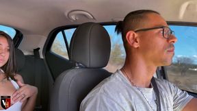 Changing clothes inside the car with driver looking