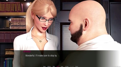 Blonde Jessica O'Neil navigates a tense interview in 3D animated softcore storytelling