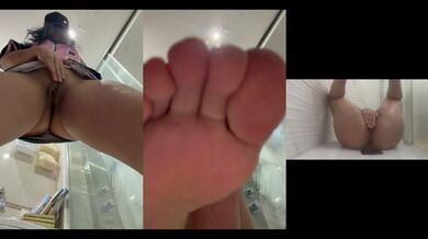Latina Fitness Slut Shows Gushing Feet Fetish Shower Masturbation