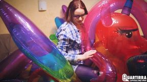 Q679 Depry rides and deflates huge Rainbow Pony - 480p