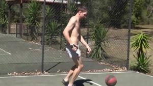 AndysAussieBoys - Naked Aussie Amateur Playing Basketball