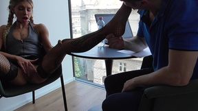 job interview ends with foot licking!