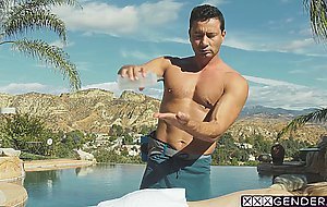 Horny big tits shemale got fucked in asshole after passion body massage