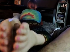 Cute Nerdy Girl in glasses Footjob 28