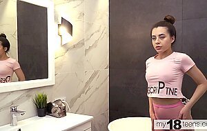 My18teens, honey brunette in the shower