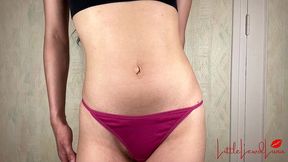 bellybutton play with skinny asian teen - oily flat belly tease - navel fetish play