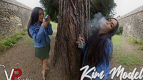 Kim Model - Mighty Oak; Smoke Break With Beautiful Brunette