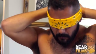 BEARFILMS Blindfolded Gay Bear Avi Strider Masturbates Solo