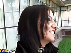 Sexy girl shows tits and fucks for cash