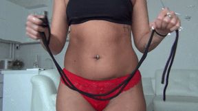 Bondage of myself with black rope b