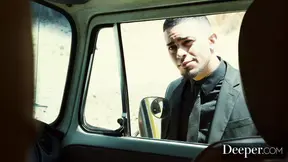 Lily Labeau eats cock while he helps her with car trouble