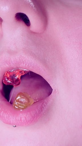 Eating Chewing Fetish: Giantess Vibes. No Chances for Little Jelly Teddybears! Arya Grander