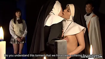 Two nuns scissor fucking each other&#039_s pussies