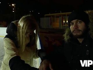 VIP4K. Funky Town started sucking his Rod in a Public Crap-abode