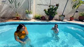 our poolside dare gets dirty – lesbian plugs and wet teasing
