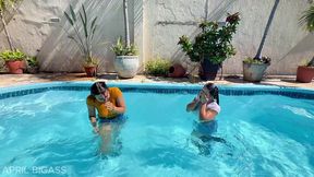 our poolside dare gets dirty – lesbian plugs and wet teasing
