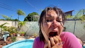 our poolside dare gets dirty – lesbian plugs and wet teasing