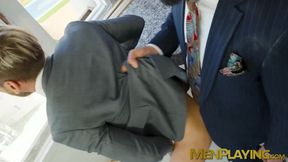 Sloppy blowjob and wet anal fucking by suited Justin Jett and Mika Ayden