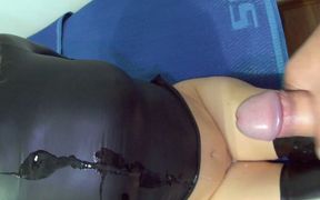 Huge Cumshot on My Leather Top