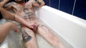 Stepmom jerks off my cock and bathes me in the bathroom