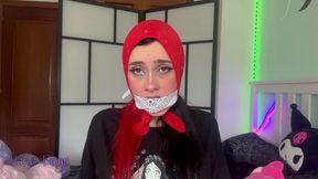 Bandana gag with newspaper stuffing