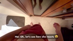 Dick Flash for Delivery Girl She Grabs It!