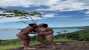 Lesbian couple enjoys a steamy hookup on the beach in Rio de Janeiro