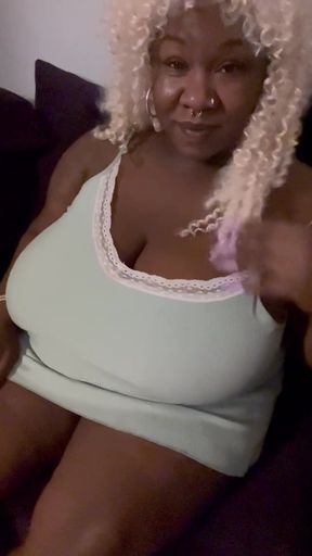 Blonde woman in green tank top