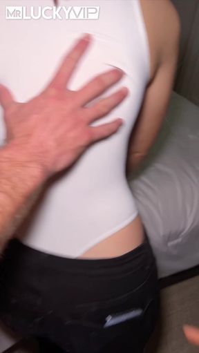Blonde teen gets double penetrated in a threesome with a porn star