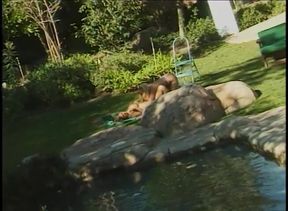 Super hot babes with big tits pleasure each other's pussies outdoors