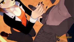 Shiro the furry dog gets his throat wrecked in wet sloppy yaoi 3D
