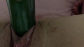 tight pussy gets stretched by big cucumber - latinos puercos