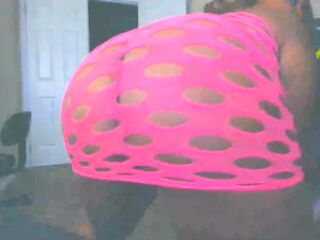 big beautiful woman Black Web camera Model Twerking in Pink Fishnets, Trina Foxx