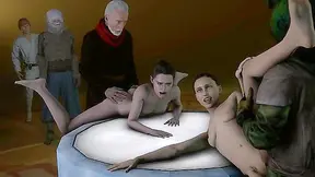 Rey Tempts Queen Amidala in Jabbas Palace for Forbidden Tryst