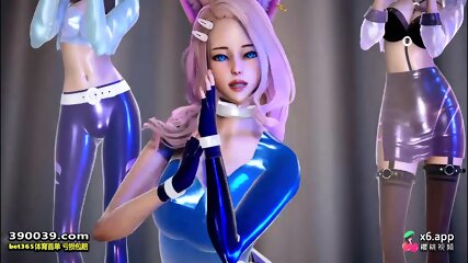 MMD EVERGLOW - ADIOS KDA Ahri Akali Kaisa Seraphine Evelynn Sexy Striptease