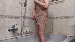 influence of wet gerbe pantyhose to a simple desire to take a shower
