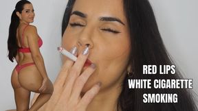 Red lips white cigarette smoking - OnlyVanessa (custom clip)