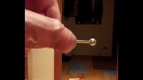 Cock sounding cumshot with small plug inside