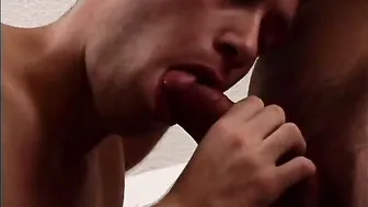 Young twink licks balls and sucks big cock before anal fuck
