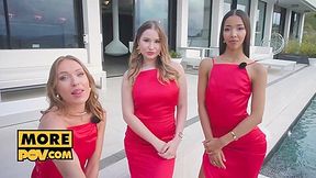 Fourway With Three Sexy Finalists Amalia, Angelika And Lia