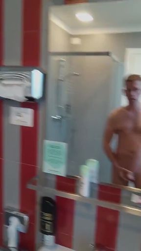 Vertical POV - Jerking My Big Cock in the Bathroom