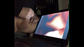 Sissy Sex Toy Wanks to me slurping cummies on his computer