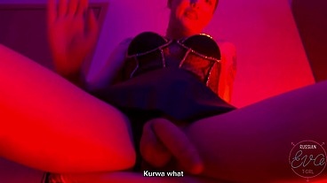 Slavic Trans Domme Humilates a Slave