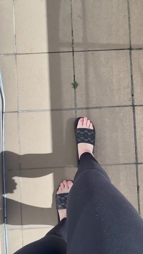 Feet in Flip-flops and Walking in Flip-flops