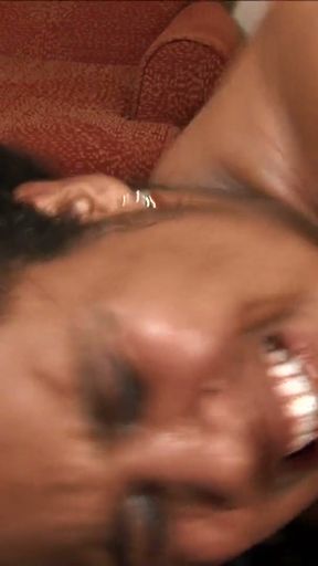 Black whore with tattooed tits fingers her wet box and gets drilled   Clip 3