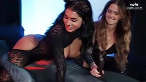 We sneaked out of the Halloween party and used the bedroom for a three way with a dark-hued pecker as ginormous as a yam - off the hook XXX porn!